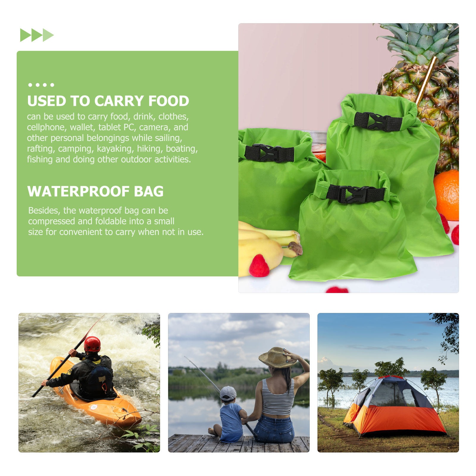 3Pcs Waterproof Dry Bags 15L 2 - Fishing Kayak Storage Bag 评论和价格