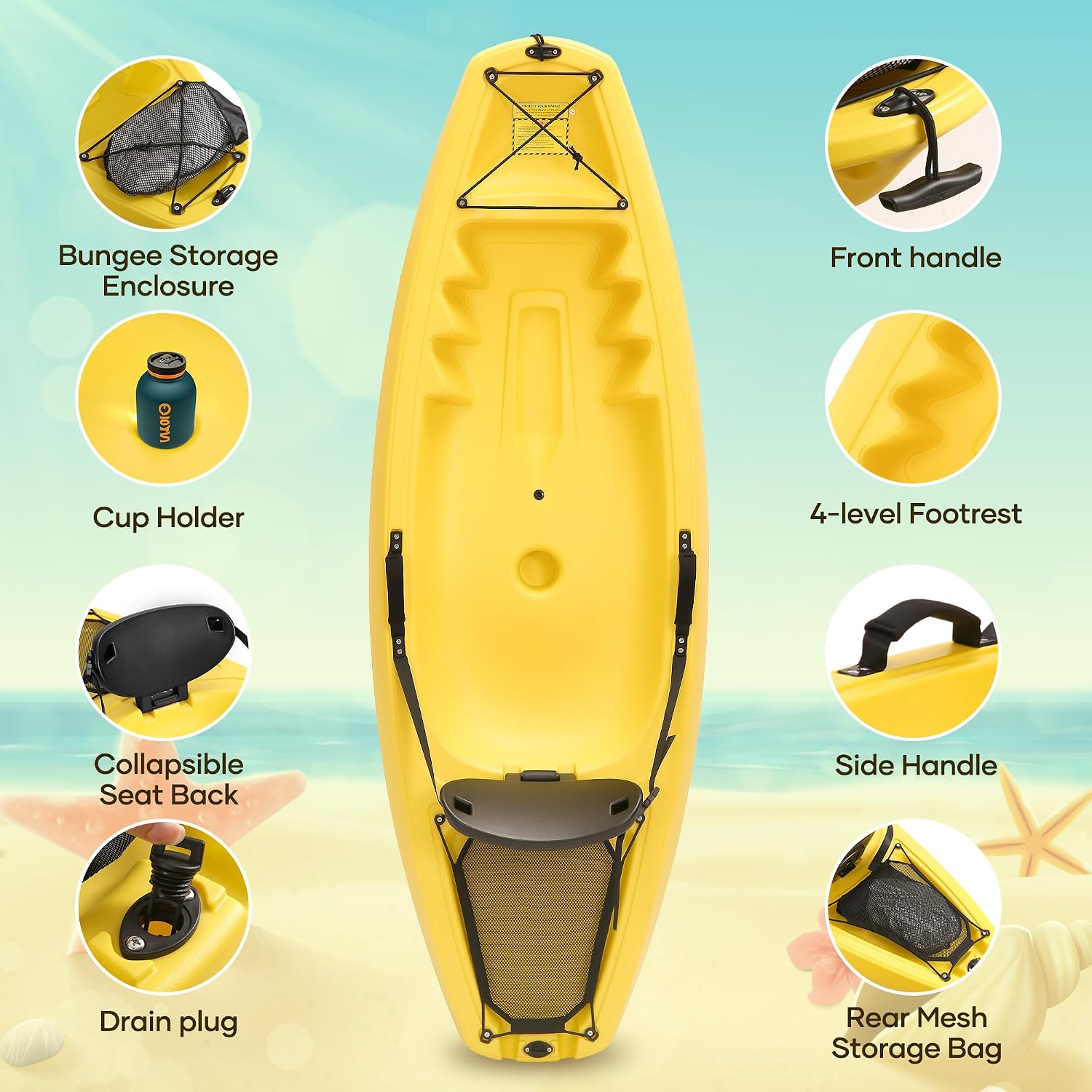 Kayak with Paddle 6.5 FT Recre - Fishing Kayak Sit In 评论和价格