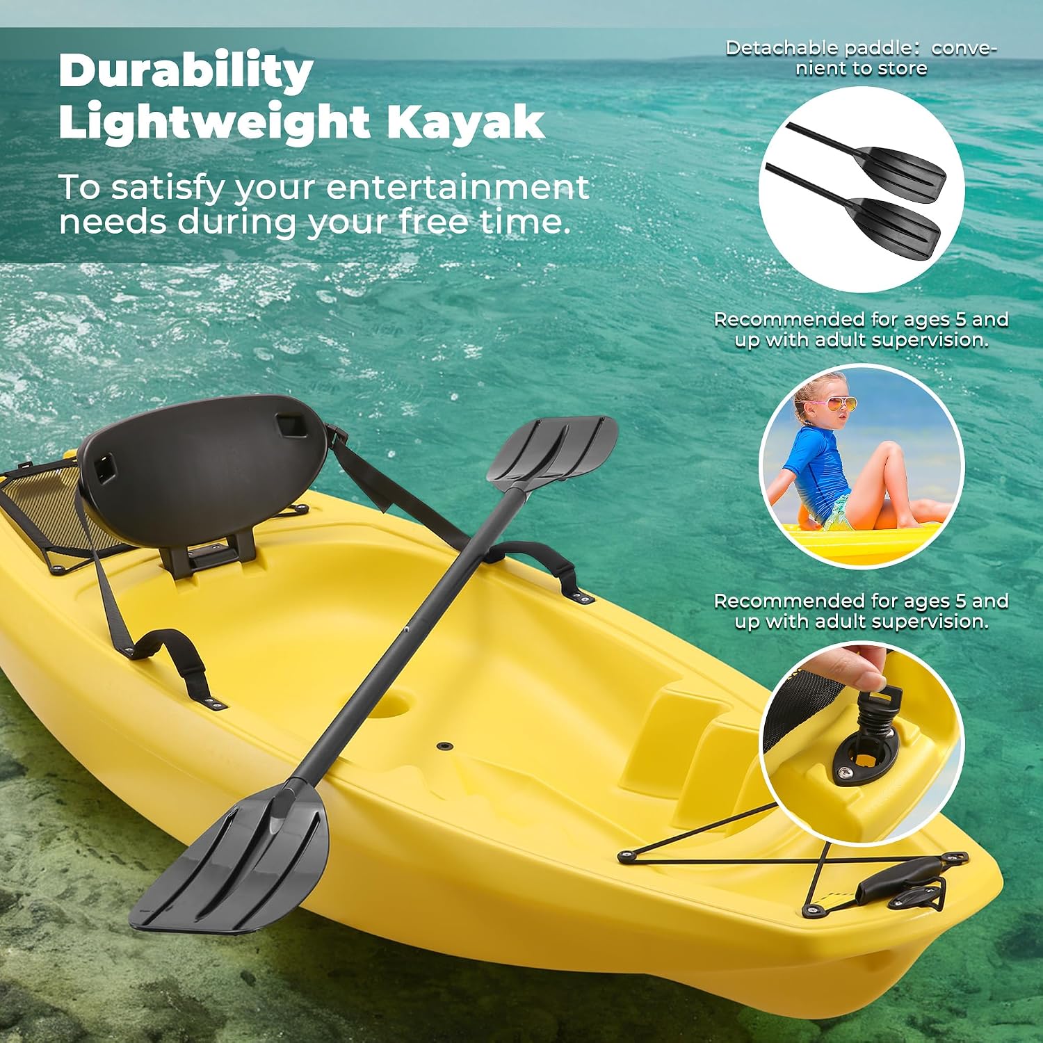 Kayak with Paddle 6.5 FT Recre - Fishing Kayak Sit In 评论和价格